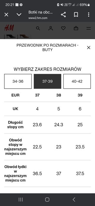 Czarne botki na obcasie 38
