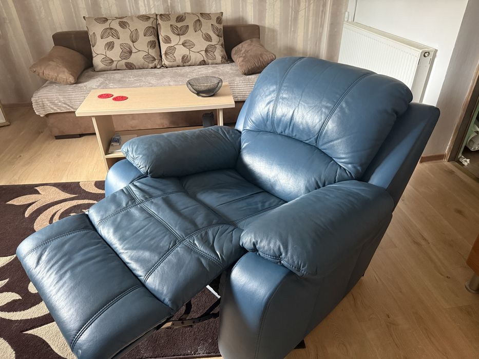Skórzany, bujany, rozkladany fotel  typu relax