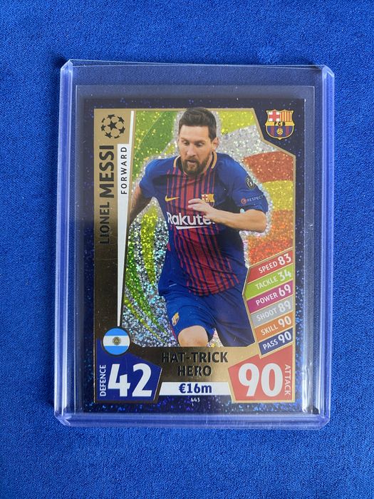 Carta Lionel Messi Hat Trick Hero Blue Uefa Champions League Topps