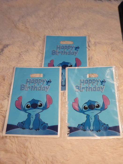 Torebki urodzinowe Stitch - zestaw Happy Birthday 3x10szt