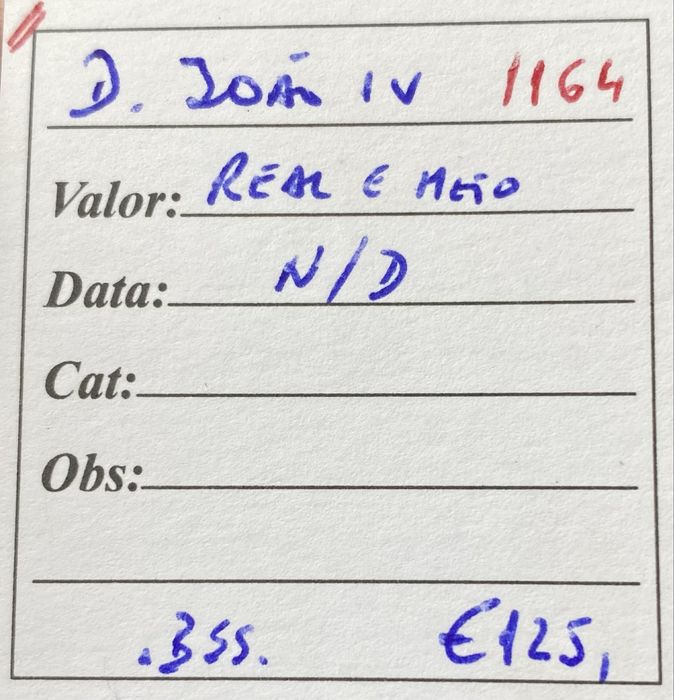 Moeda 1164 - Real e Meio D. JOAO IV