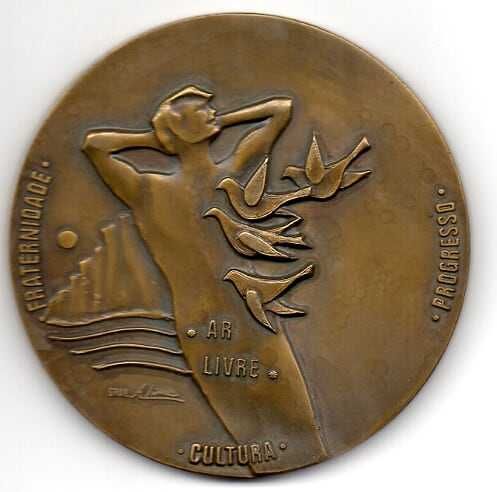 Medalha Antiga Comemorativa 35 anos Acampamento de Almada, c/bolsa