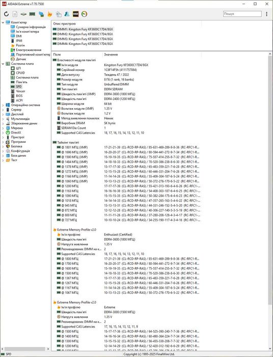 пам'ять DDR4 16GB (2x8GB) 3600MHz Kingston FURY гарантія. Trade-IN