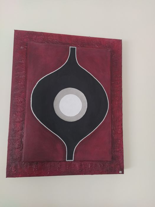 3 Telas pintadas à mão com relevo (40X50cm)