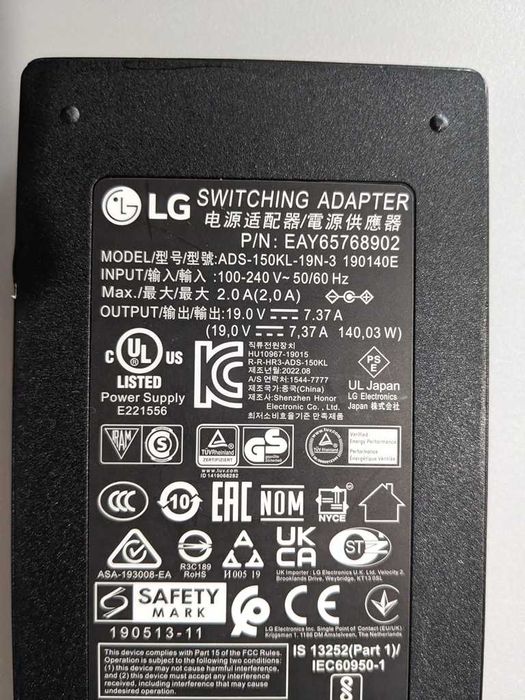 LG ADS-150KL-19N-3 EAY65768902 19.0V 7.37A 140.03W для LG 38GN950