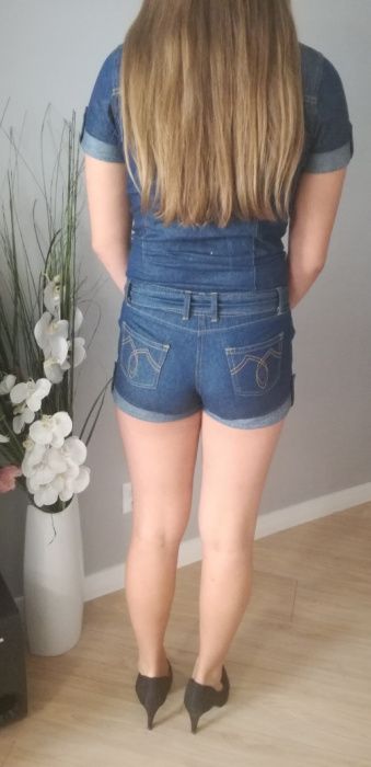 Jeansowy kombinezon jeans spodenki S 36 New Yorker