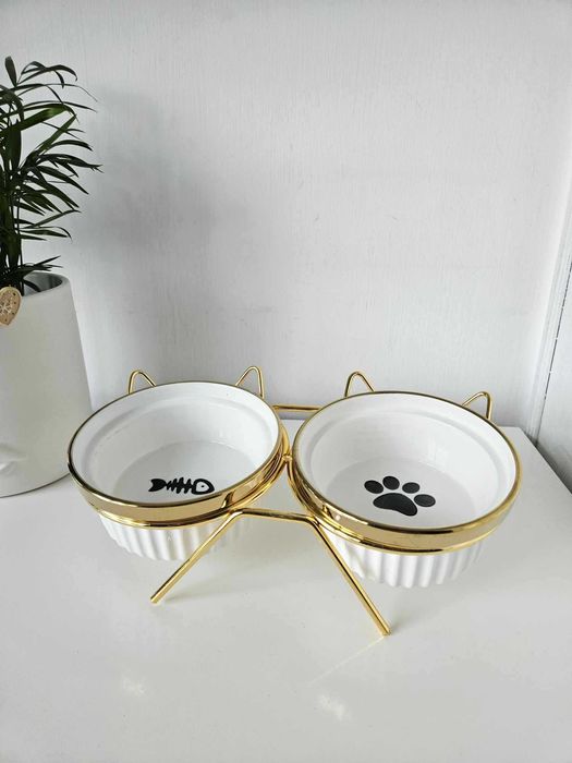 Miski miska dla psa na karmę i wodę dla kota złote  glamour eleganckie