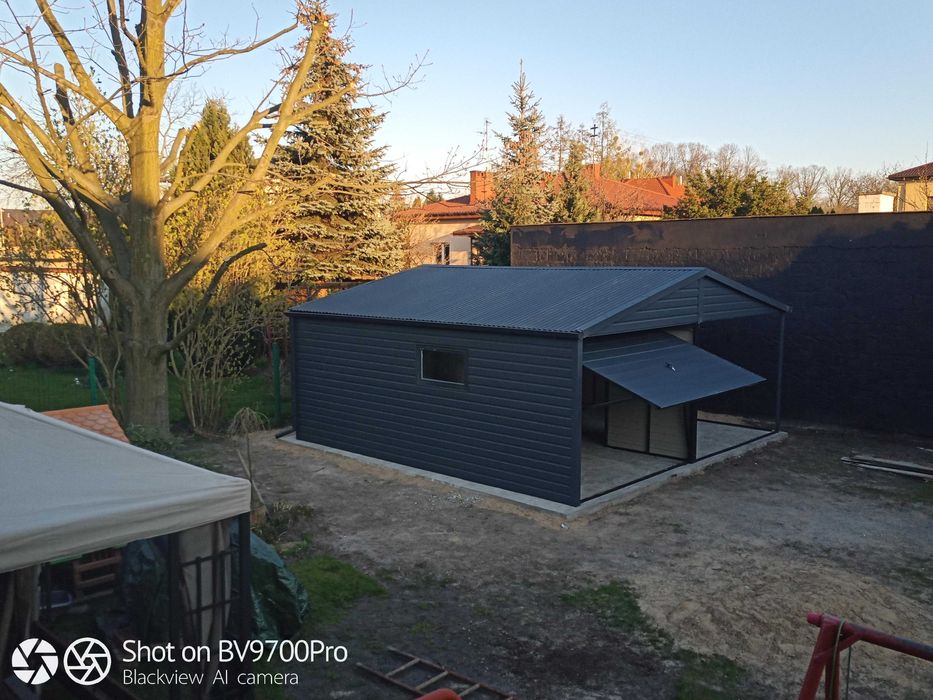 garaż z zadaszeniem wnęką 6x6 7x6 okno drzwi