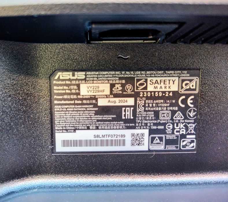 Monitores ASUS VY229