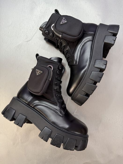 Ботинки Prada Monolith Combat Leather Nylon