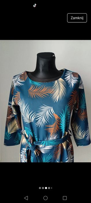 Sukienka z baskinką kwiaty lata 80 Basic casual coguette