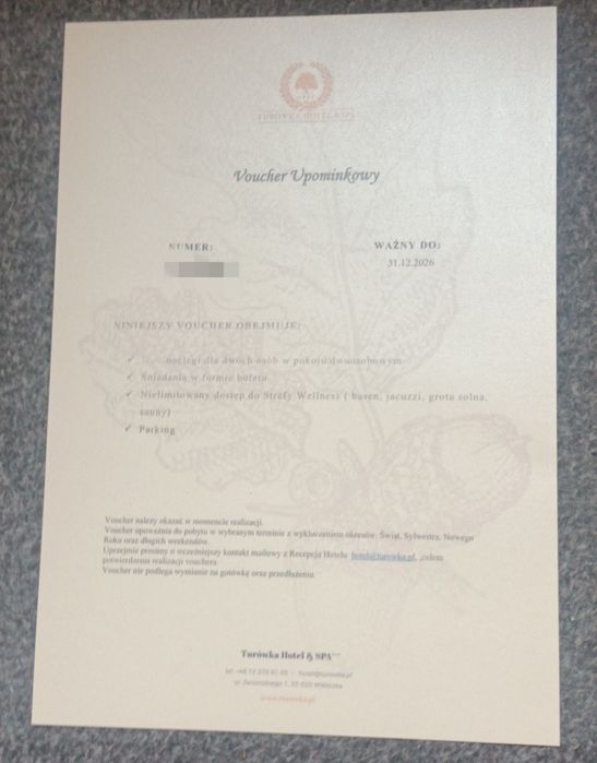 Dwa vouchery do Hotelu Turówka hotel & spa w Wieliczce