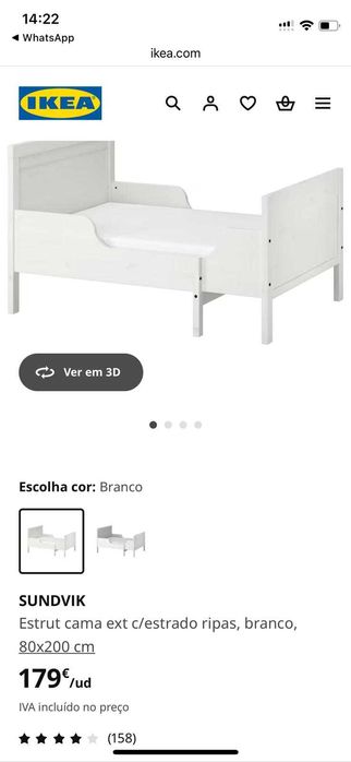 Cama infantil extensível/colchão de molas ensacadas - pouquíssimo uso
