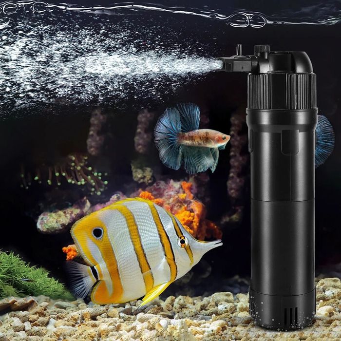 Filtro interno 5 em 1 para aquário tanque de peixes bomba de água oxigênio submersível luz UV HCF-714