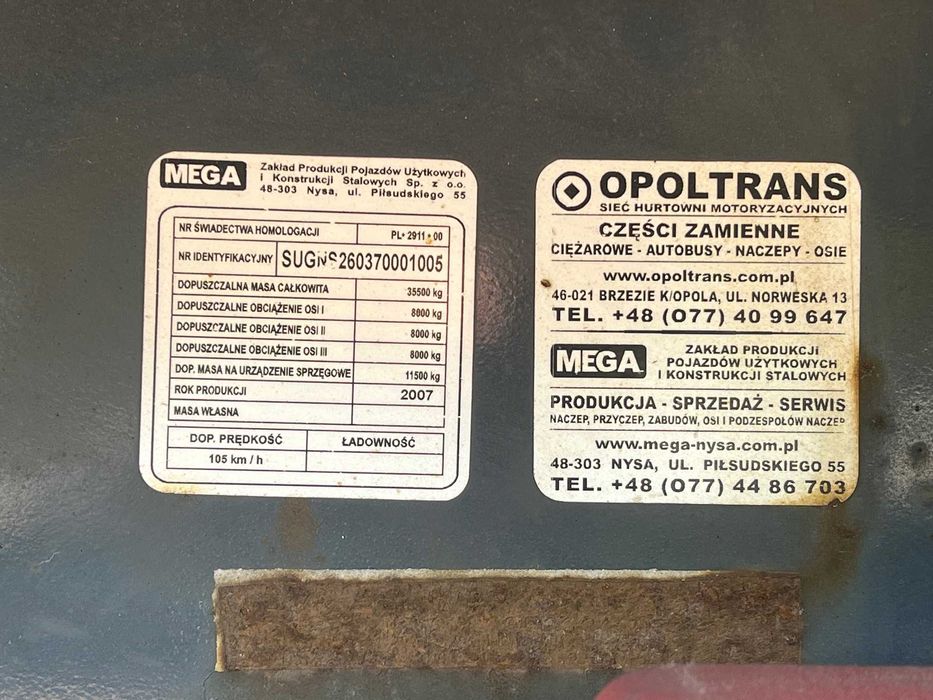Naczepa platforma standard - pierwszy właściciel 2007r