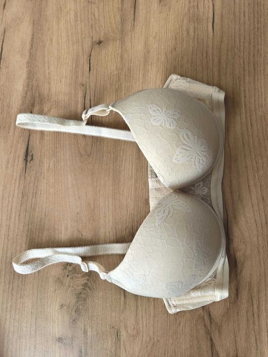 Biustonosz stanik beżowy max duży push up 75B