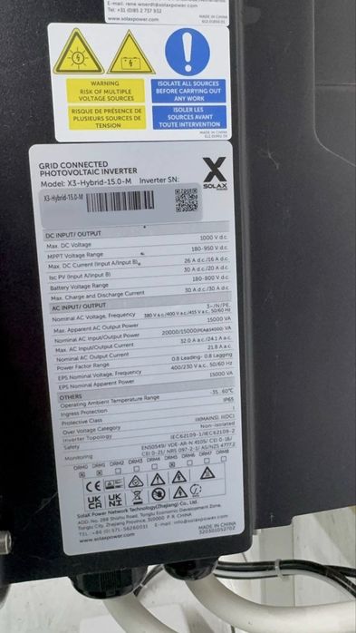 Сонячна електростанція SOLAX 15 кW + АКБ 17,4 kWh