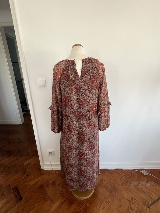 Vestido comprido flores Mango