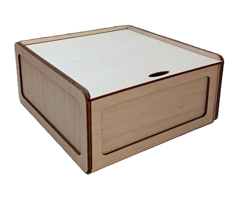 Pudełko Drewniane z zasuwaną Klapą Skrzynka 20x20 Decoupage Rękodzieło