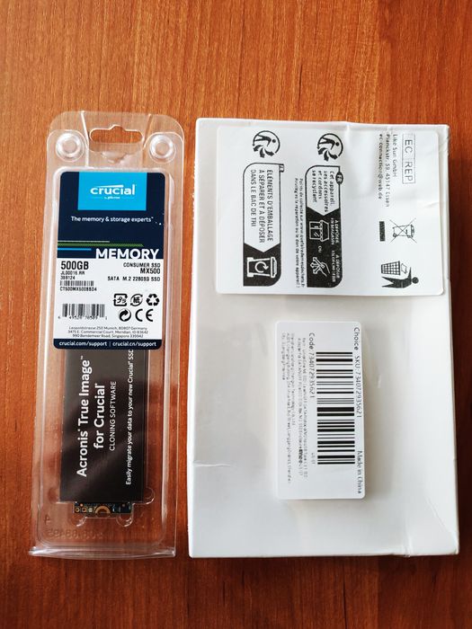 Dysk SSD Crucial MX500 500GB m.2 SATA + obudowa m.2 SATA. Nowe.