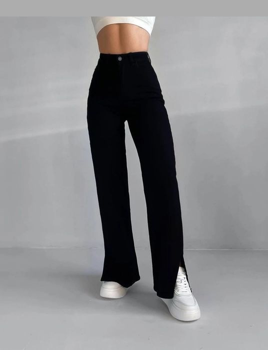 Джинси чорні з розрізами по боках