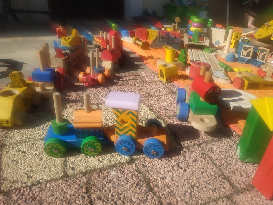 Duży zestaw klocki drewniane stacja kosmiczna pudełka IKEA