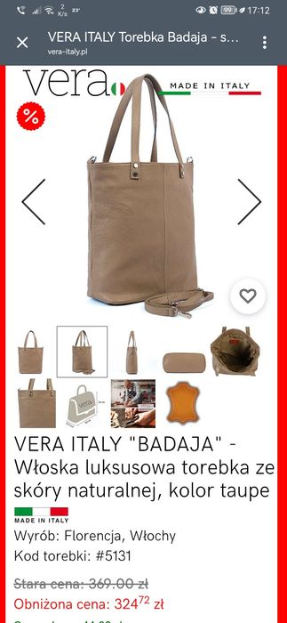 Torebka ze skory naturalnej