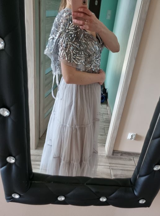 Amelia Rose Sukienka Wieczorowa cekiny siatka L XL