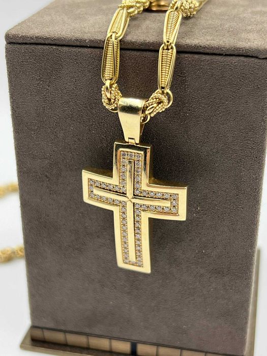 Złote krzyżyk z brylantami 14K 10.68g