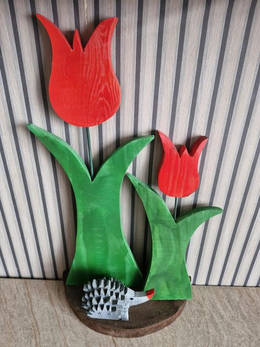 Tulipan Kwiaty Ozdoba Drewno