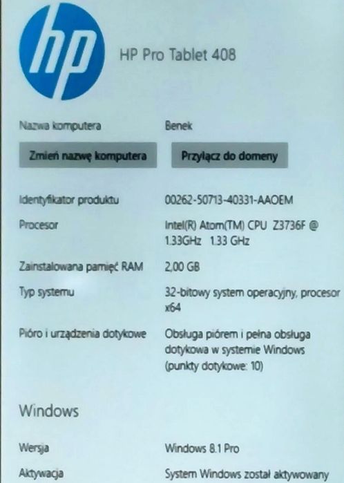 HP Pro Tablet 408 LTE - Gotowy do Pracy! (Wiele Sztuk Dostępnych)