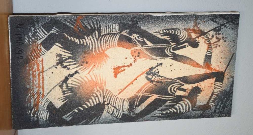 Quadro africano (Angola) pintado a tinta de areia – Par de dançarinos – 1997