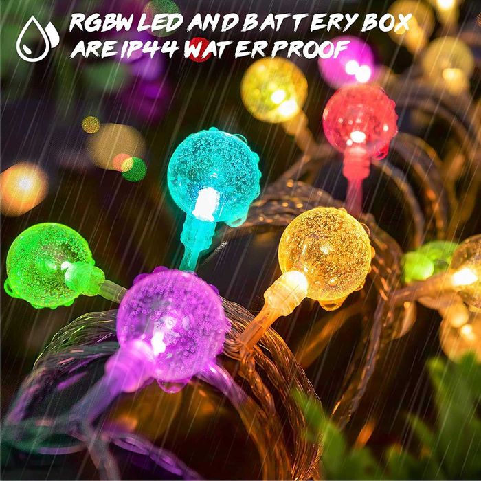 Cortina de luzes LED com bateria e USB, interiores e exteriores