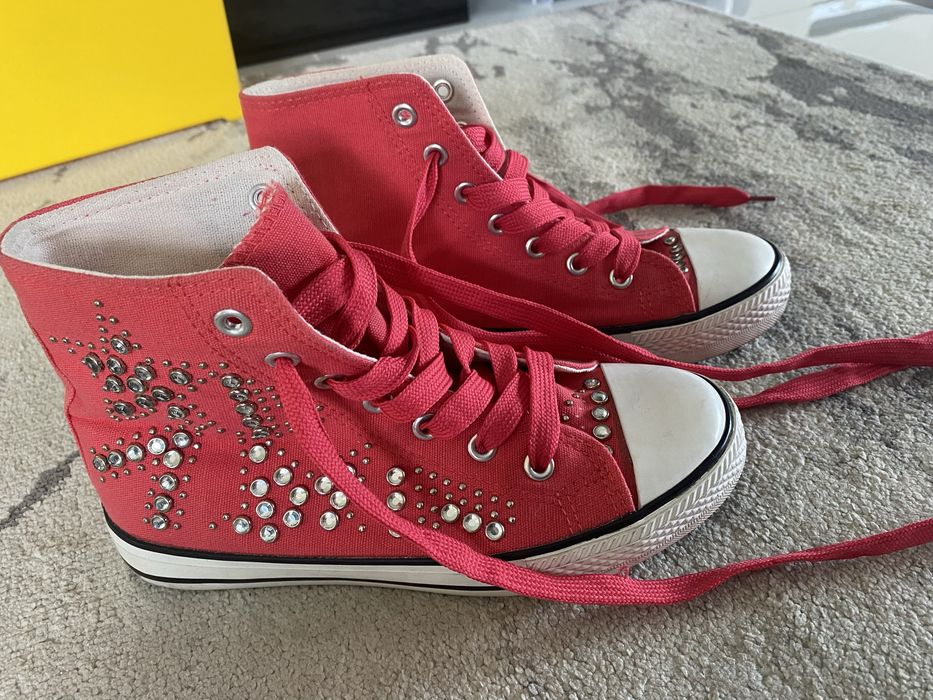Czerwone trampki tenisowki 35 cyrkonie Zona 3