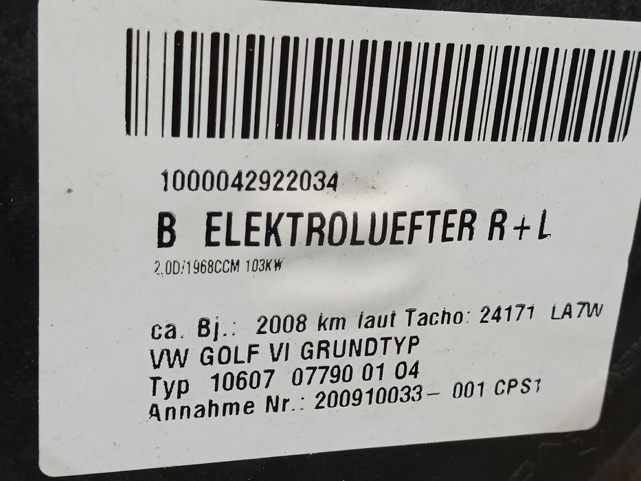 Termoventilador / motoventilador VOLKSWAGEN Golf VI (5K1)