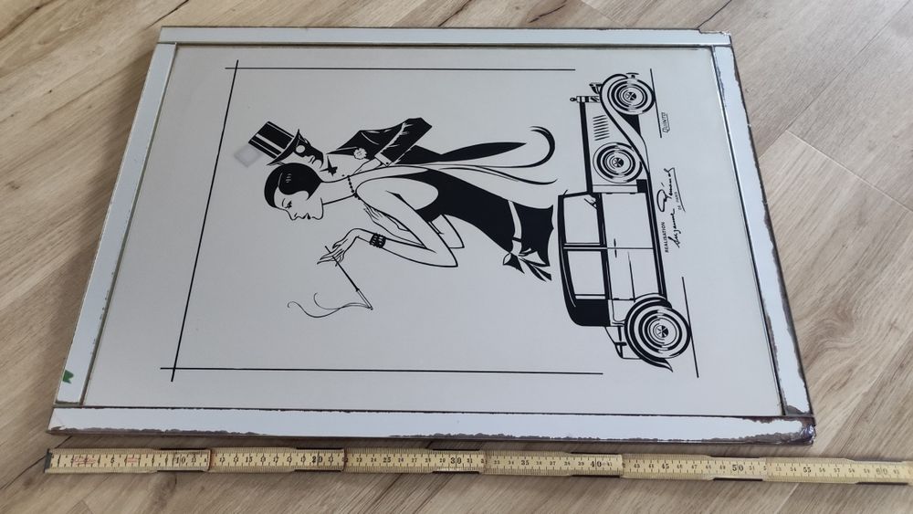 Quadro Espelho Art Deco Antigo