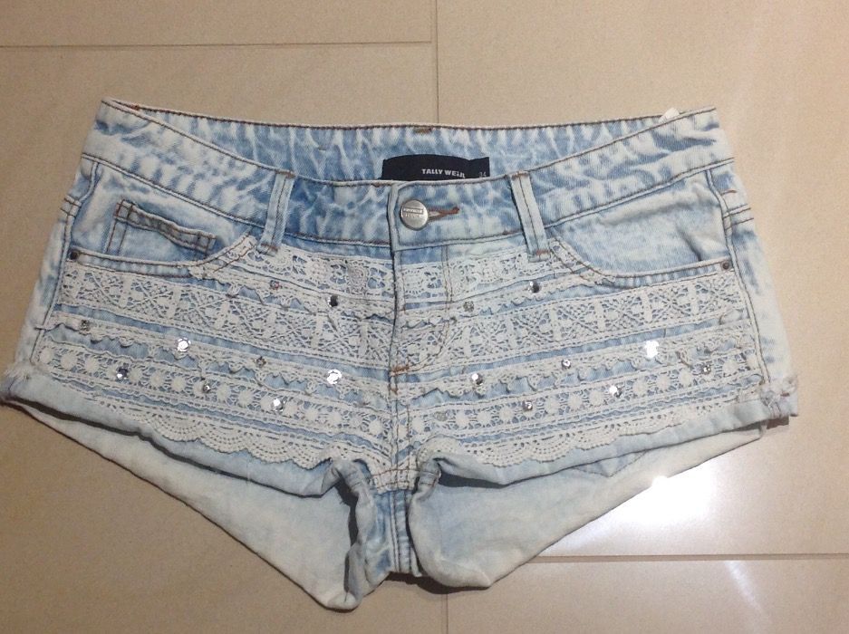Spodenki Szorty jeans Tally Weijl rozm XS  koronka