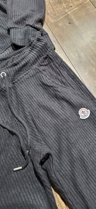 Czarny dres damski dzianina szeroki prążek cudo premium S