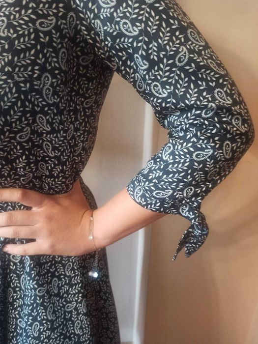 Sukienka letnia zwiewna wiskoza kobieca taliowana S/36