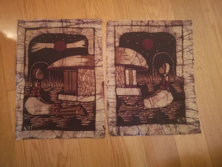 Telas africanas pintadas à mão de Moçambique,