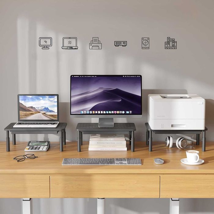 Stojak na monitor BONTEC z szufladą 3 poziomy wysokości 20 kg