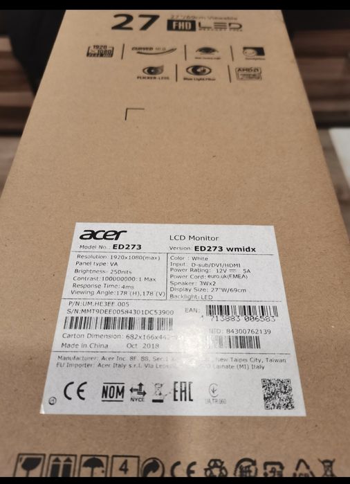 Monitor ACER ED273 27" 1920x1080
