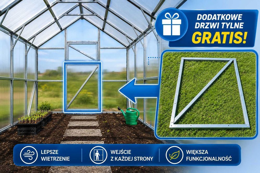 Szklarnia profil 40x40mm 2,5x4m model Classic Mocna! Dodatkowe drzwi GRATIS!