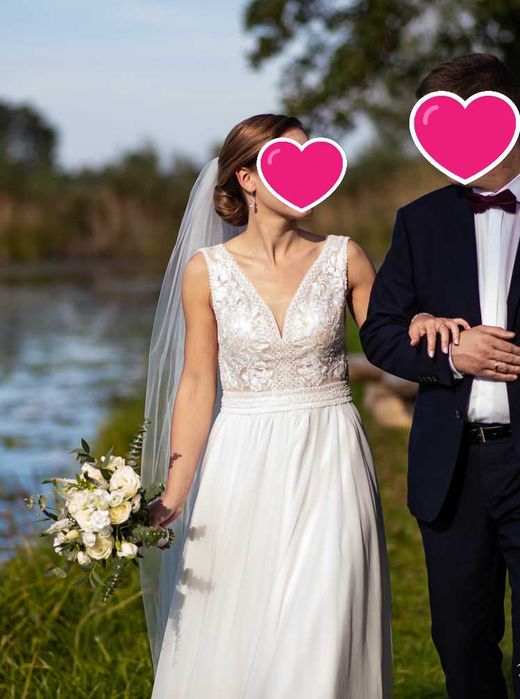 Suknia ślubna rustykalna Afrodyta - Ventura r. 36/38 muślin 163 cm