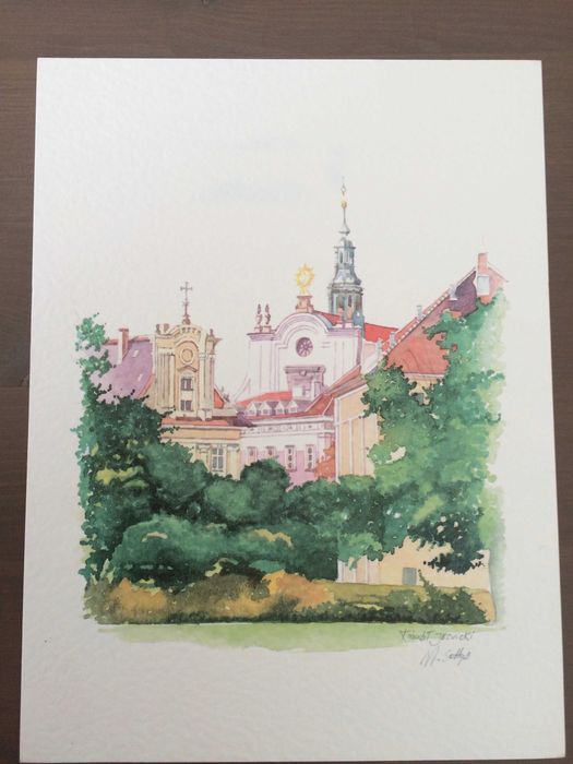 Komplet pocztówek 14,5x19,5cm Wrocław akwarela z lat 96-97r. M. Sołtys