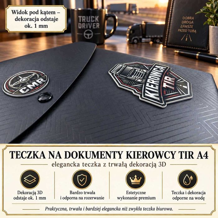 Aktówka Teczka Kierowca TIR A4 emblemat miękki w dotyku