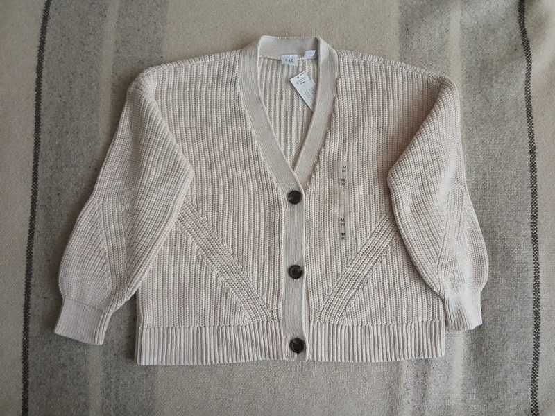 NOWY Kardigan GAP KIDS 100% Bawełna Beż M 128/134 Unisex METKA