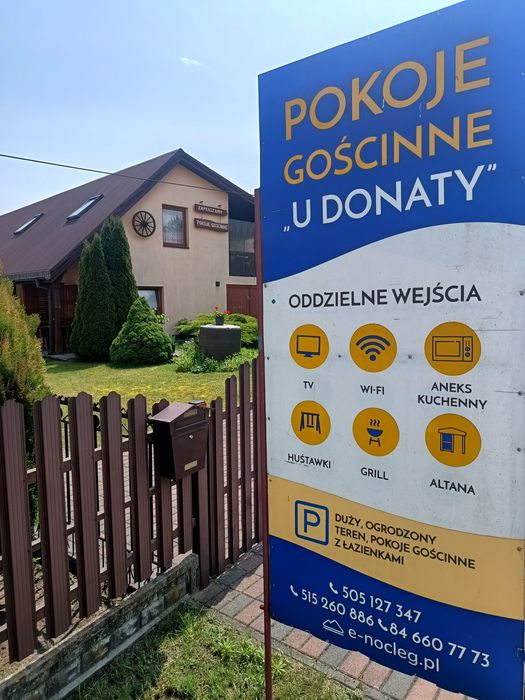 Noclegi U DONATY Krasnobród 200m do plaży 350m do centrum miasta 400m do lasu bezpłatny parking garaż narowery20m do sklepu 50m  obiady domowe