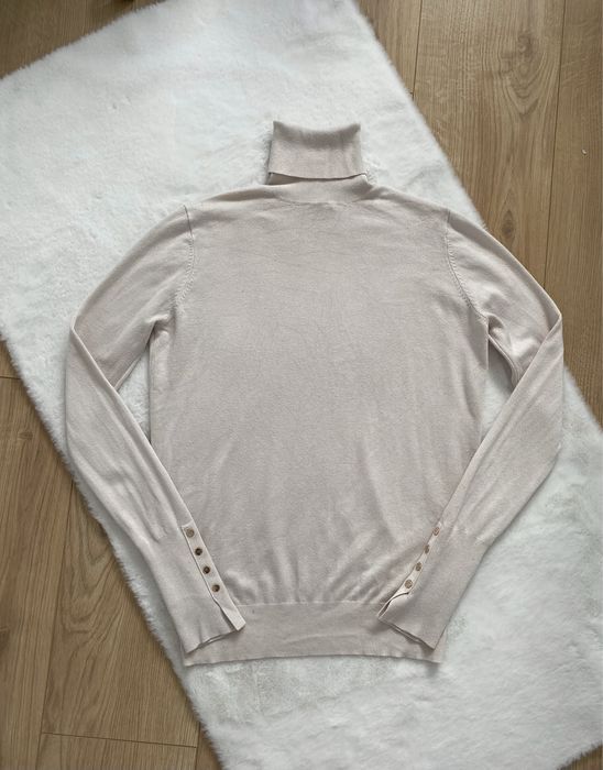 Beżowa bluzka golf na długi rękaw S 36 zara basic minimal