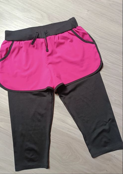 Getry legginsy sportowe rybaczki ze spodenkami fitness 158-164 xs